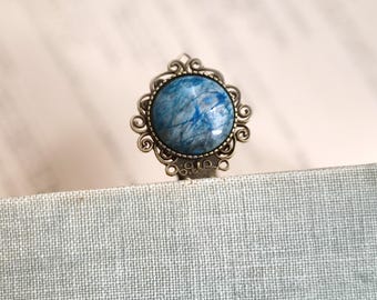 Blue gemstones bookmark, Antiqued Metal clip bookmark, Gift bookmark, Blue agate cabochons bookmark, Blue agate stone boho bookmark gift