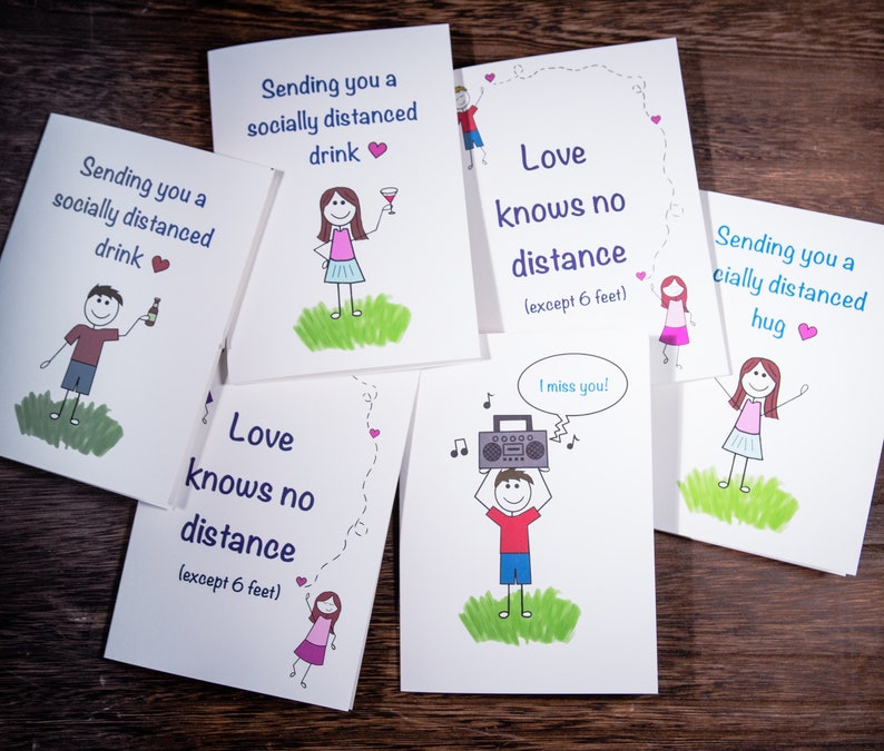 Quarantine Card Pack for friends and family quarantine, social distancing, sending love