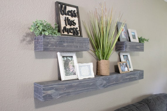 Gray Reclaimed Distressed Floating Fireplace Mantel 58 Etsy