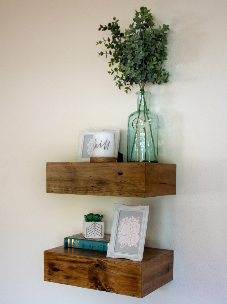 Pair of Rustic farmhouse kitchen floating shelves reclaimed Etsy