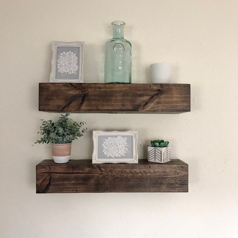 Pair of rustic floating picture ledges figurine statuette Etsy