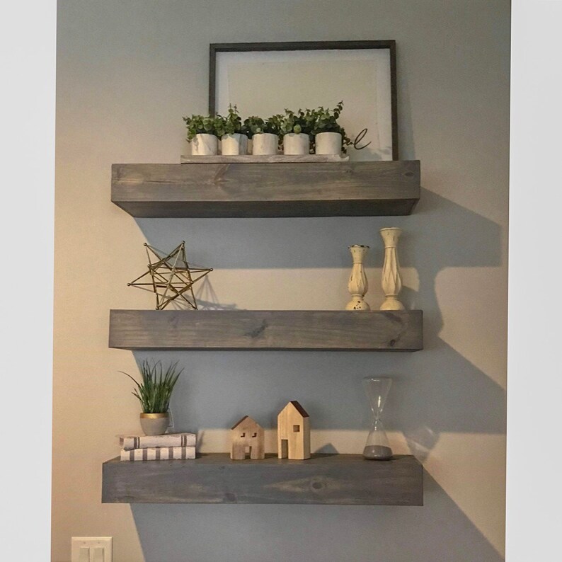 Set of Rustic Farmhouse Floating Shelves Modern Vintage Etsy UK