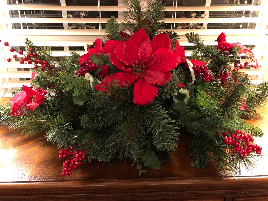 Christmas Headstone Flower Arrangement Headstone Saddle Etsy