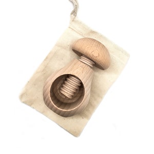 Wooden Montessori toy Mushroom with a screw Learning toy image 1