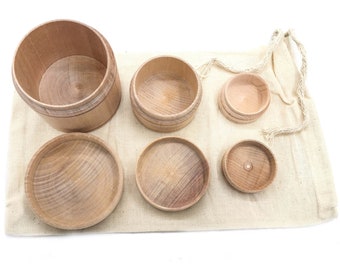 Montessori Toy Nesting Cups / Waldorf Toy / Sensory Play / Montessori Material / Wooden Cups