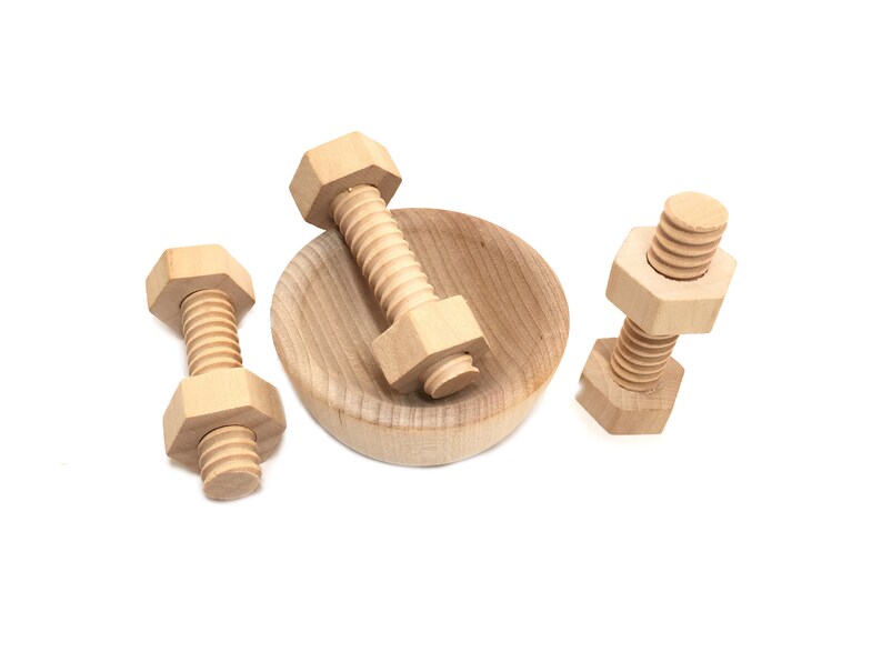Montessori Toy Wooden Screws and Bolts Wood Cup Preschool Etsy