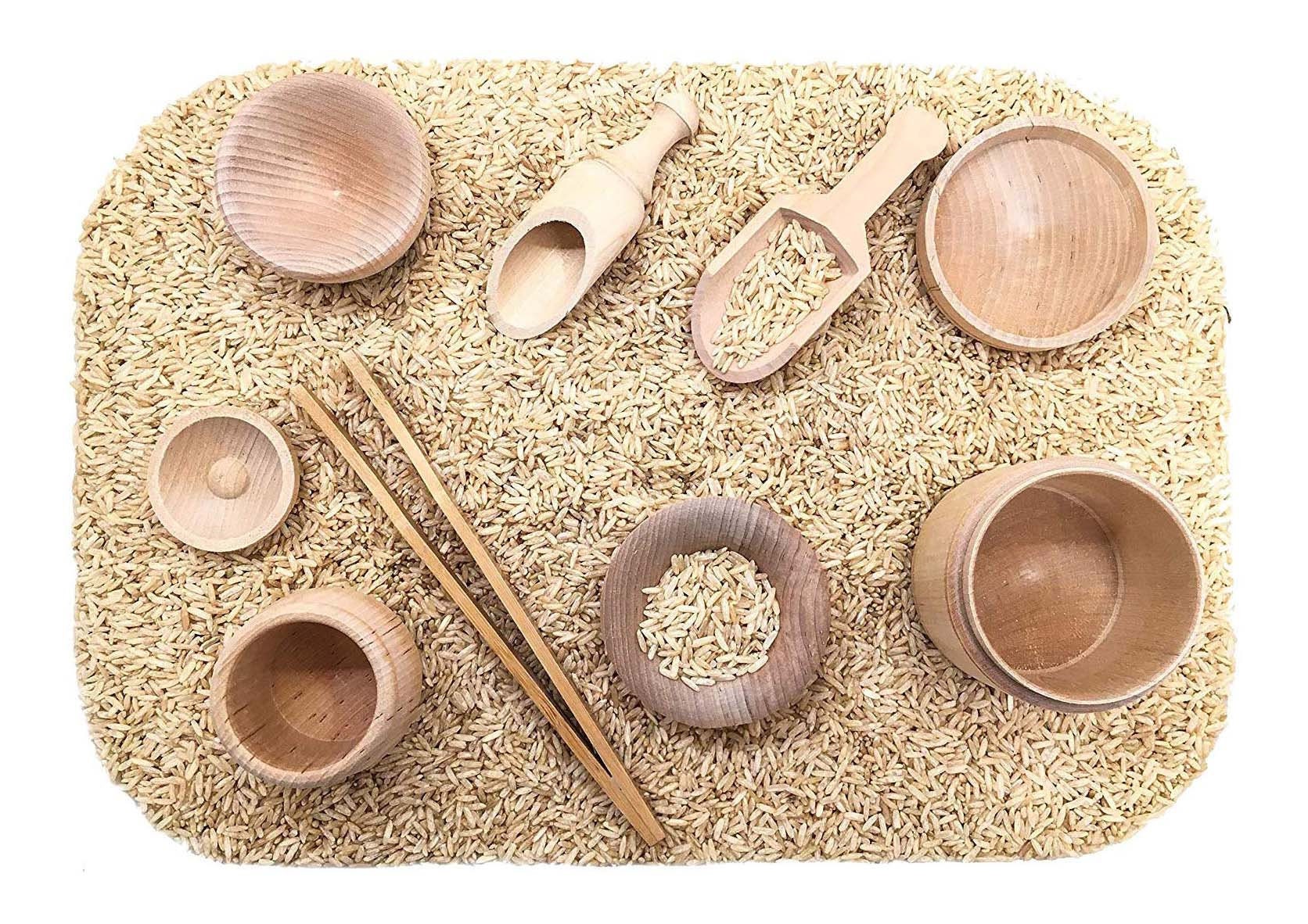 13 Pcs Montessori Wooden Tea Set Toys Sensory Bin Tools, Kids Pretend  Kitchen Play Accessories for Preschool Toddlers