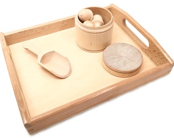 Wooden Sensory Toy - Natural Wood Acorn with Scoops - Sensory Play for Kids, Children, Boys and Girls