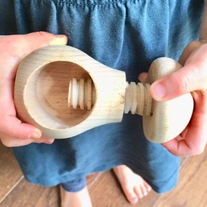 Wooden Montessori toy Mushroom with a screw Learning toy image 3