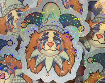 Sad Dog Clown Furry Sticker