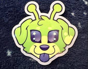 Green Alien Gleep Dog Vinyl Sticker