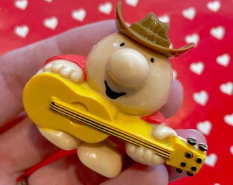 SINGING COWBOY ZiGGY // Vintage Knickerbocker Mini PVC Figure Rare Toy Cake Topper Kawaii Country Clean ! 1981 80s ↓ Read ↓