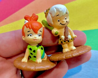 PEBBLES & BAMM BAMM // Vintage Flintstones Applause Mini PvC Figure Rare Toy Cake Toppers Kawaii Clean ! 1990 90s ↓ Read ↓