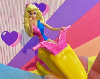 JET SKI BARBiE //  Vintage Mattel x Applause Mini Doll PVC Figure Rare Wheel Toy Cake Topper Kawaii Clean! Beach Sea Ocean 1991 90s ↓ Read ↓