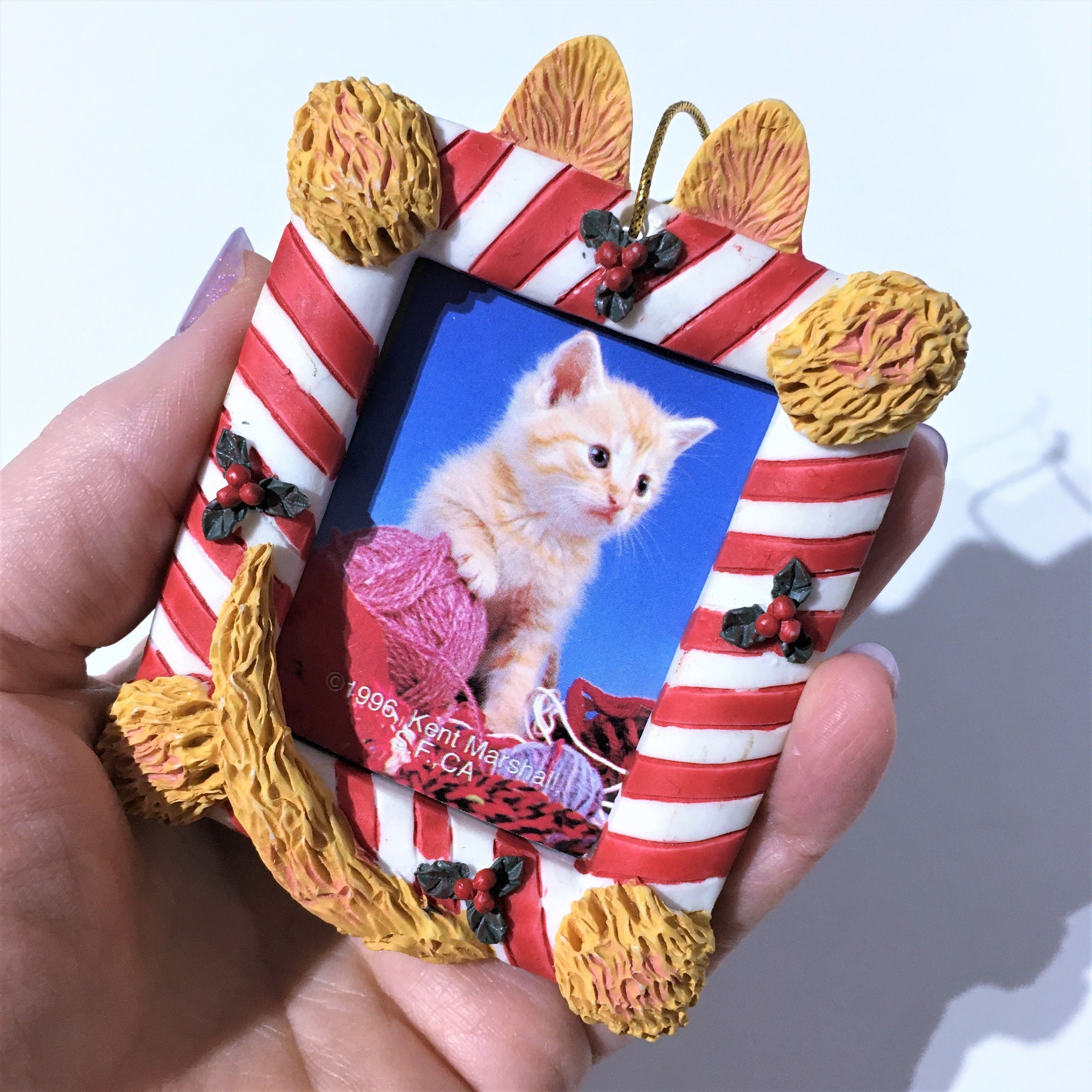 CAT FRAME ORNAMENT // Vintage Christmas Mini Frame Ginger | Etsy UK
