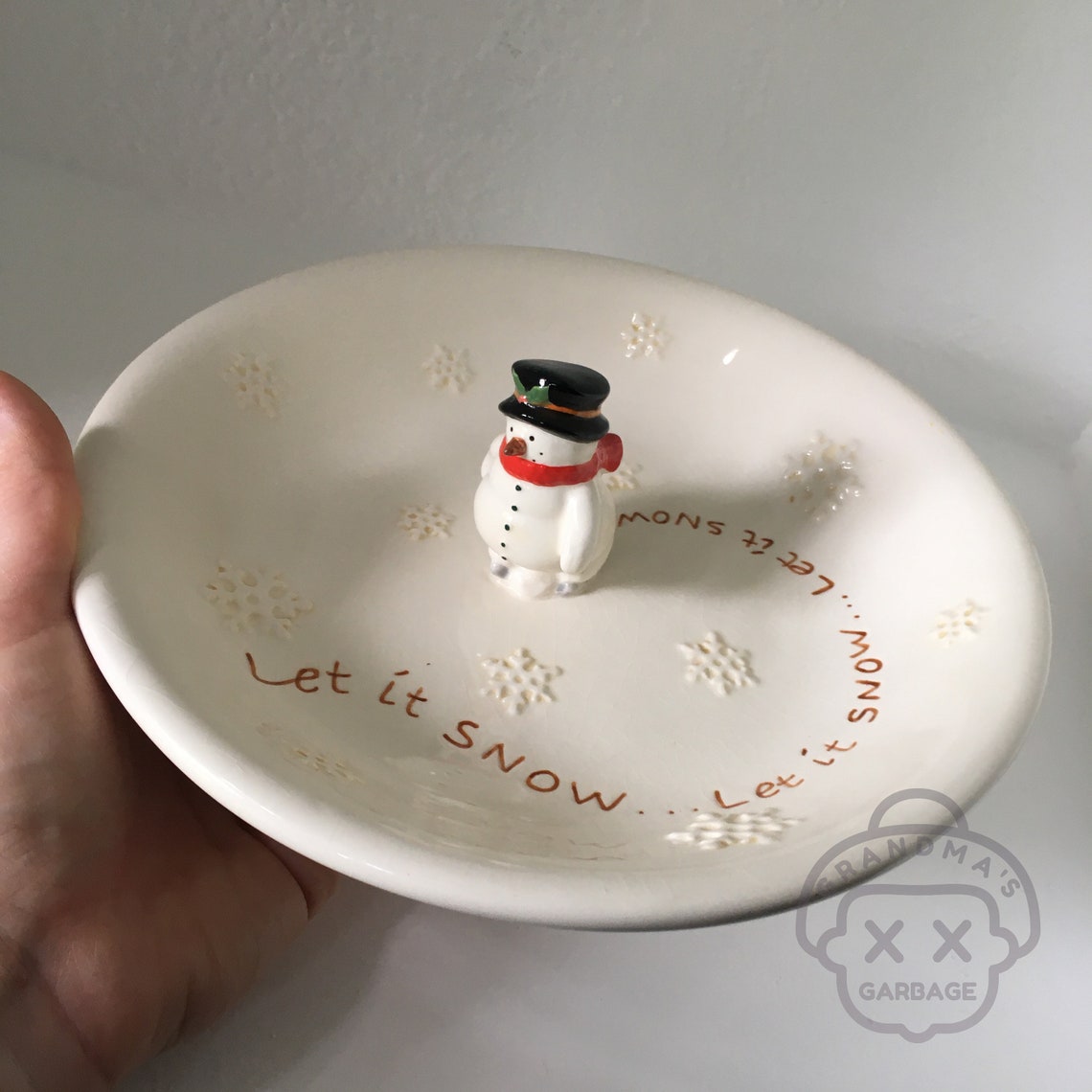 CHRISTMAS CANDY DISH // Ceramic Plate Russ & Berrie Co Kawaii Etsy