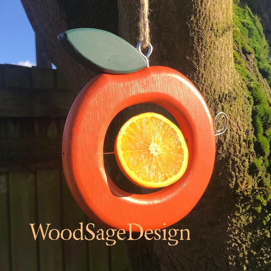 Orange Wooden Bird Feeder Apple Bird Feeder Birds Seed