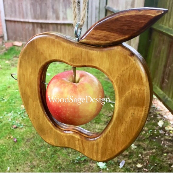 Wooden Apple Bird Feeder For Outdoors Etsy