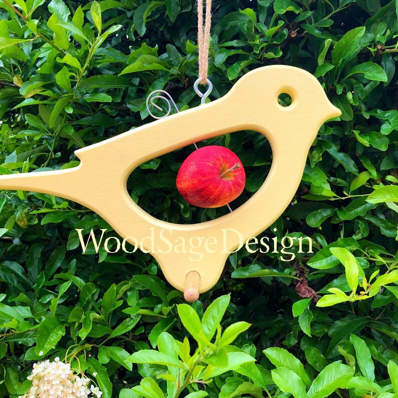 Yellow Wooden Apple Bird Feeder Garden Handmade Gift Etsy