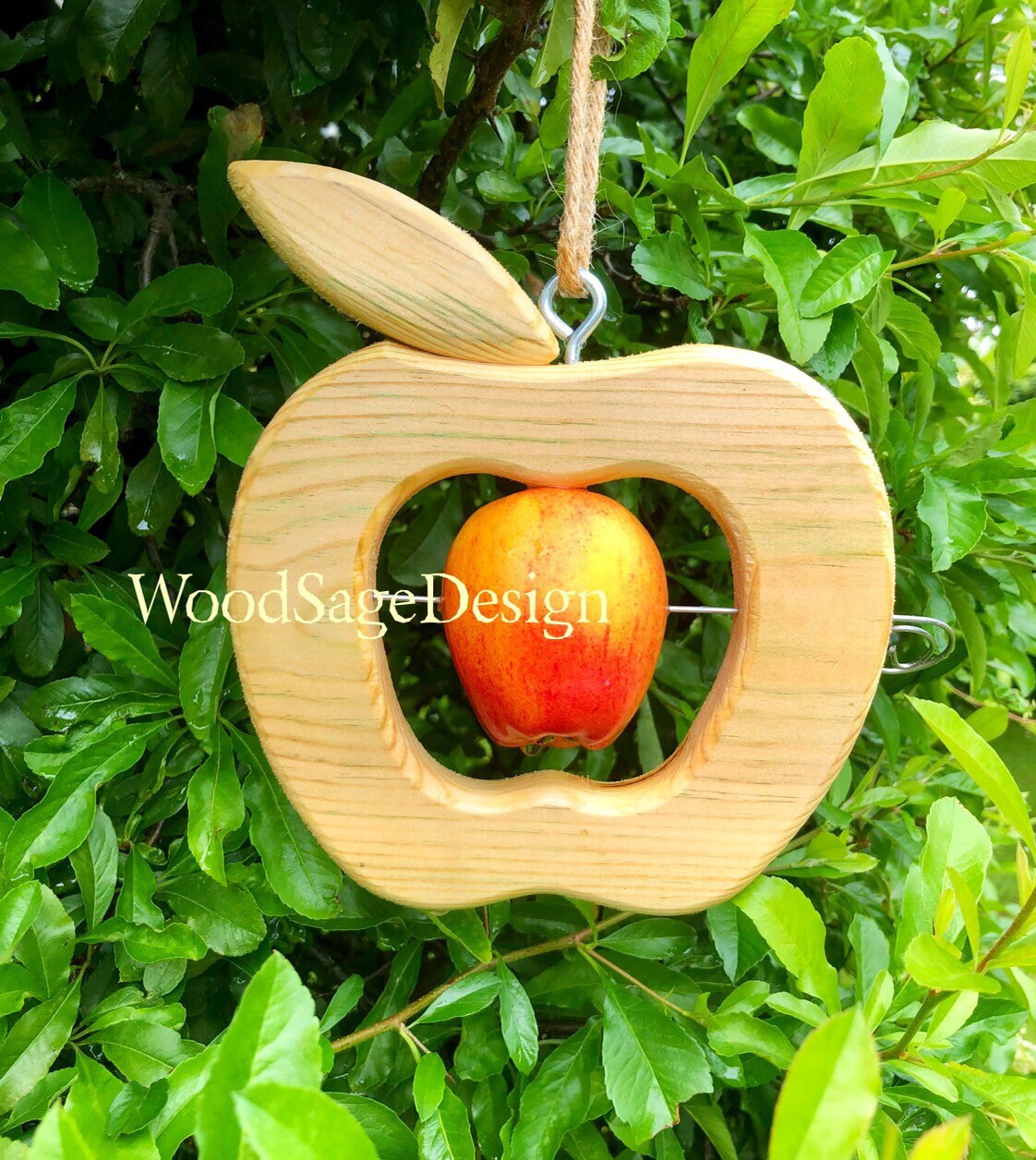 Wooden Apple Bird Feeder