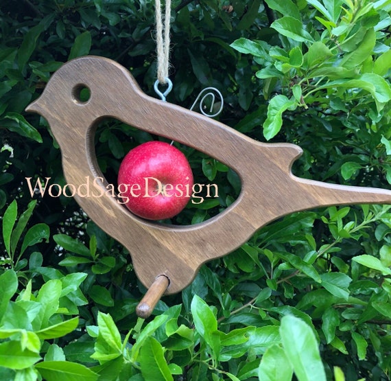 Wooden Apple Bird Feeder Robin Bird Feeders Outdoors Etsy