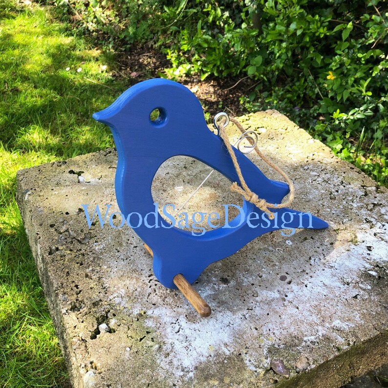 Wooden Apple Bird Feeder Blue Outdoors Garden Gift Bird Etsy