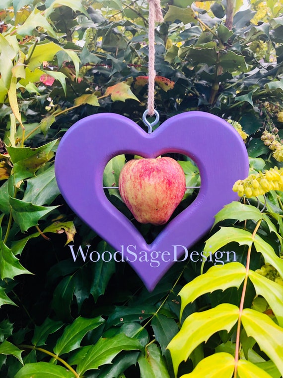 Apple Bird Feeder, Purple Heart, Bird Feeders, Outdoors, Garden Gift, Wooden, Feeders and Birdhouses
