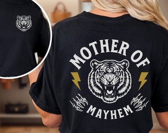 Vintage Inspired T-Shirt For Mom, Mother Of Mayhem Shirt, Funny Tee For Mom, Oversized Shirt, Trendy Aesthetic Tiger Tee, Mothers Day Gift