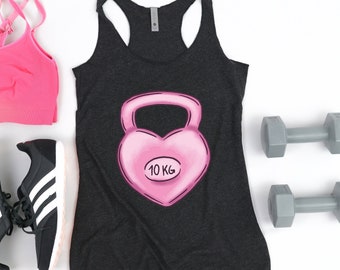 Pink Kettlebell Heart Tank Top - Valentine's Day Gym Gift