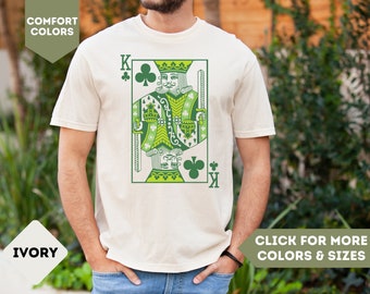King of Clubs Shirt for St. Patrick's Day, Comfort Colors Green St. Pats T Shirt, Retro Vintage Graphic Tee, Fun Couples Green Pub Crawl Tee