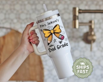 Personalized Teacher Tumbler: 40oz Stainless Steel Travel Mug