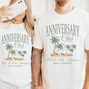 Custom Couples Anniversary Club TShirt, Mr and Mrs Shirts, 10 Years Married Matching Shirt, Hubby Wifey His and Hers Tees, Tropical Vacation