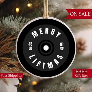 Merry Liftmas Weight Ornament, Gym Christmas Gift, Weightlifting Ornament, Crossfit Holiday Gifts, Secret Santa for Gym Friend, Gym Ornament