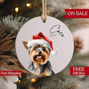 Personalized Yorkshire Terrier Ornament, Custom Terrier Dog Name Ornament, Gifts for Yorkie Lovers, Christmas Ornament for Yorkshire Terrier