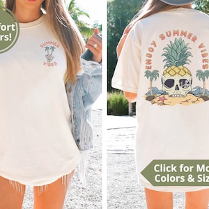 Beach T-Shirt, Summer Vibes T Shirt, OverSized T-Shirt for Summer, Vintage Tee, Skeleton, Pineapple, Grunge, Skull, Comfort Colors T Shirt