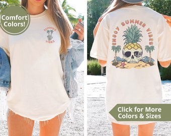 Beach T-Shirt, Summer Vibes T Shirt, OverSized T-Shirt for Summer, Vintage Tee, Skeleton, Pineapple, Grunge, Skull, Comfort Colors T Shirt