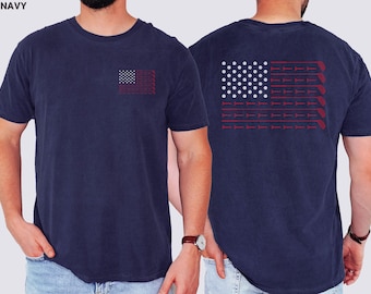 American Flag Golf T-Shirt | Golf Balls Clubs Tees Patriotic Flag Golfing Shirt