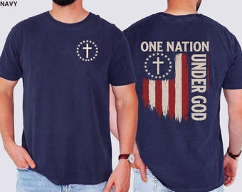 One Nation Under God T-shirt | Patriotic American Flag Cross Christian Shirt