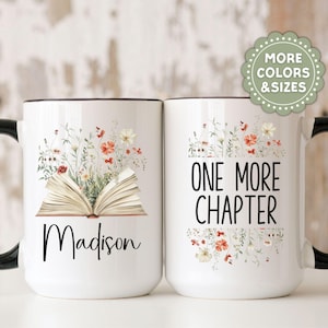 Personalized Book Lover Coffee Mug, Custom Floral Books Mug, Bookish Mug, Reading Teacher Gift, Gift For Readers, Bookclub Gift Librarian