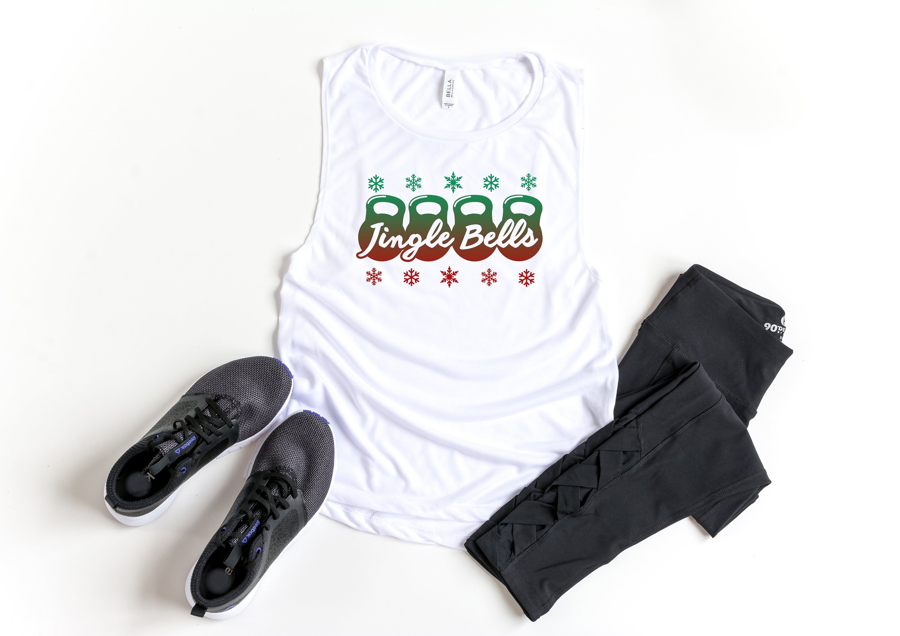 Jingle Bells Kettlebell Women's Tank Top / Cute Holiday Gym Shirt / Workout Gift for Her / Muscle Tank / Racerback / Christmas Season Top