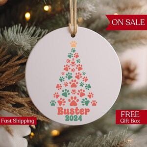 Personalized Dog Ornament, Custom Dog Name Ornament, Gifts for Pet Lovers, Christmas Tree Ornament for Dog, Christmas Gifts for Dog Lover