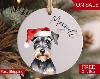 Personalized Miniature Schnauzer Ornament: Custom Dog Christmas Tree Decoration