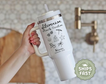 Personalized Family Vacation Tumbler: 40oz Stainless Steel Travel Mug