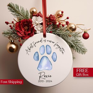 Personalized Dog Memorial Ornament: Custom Name Christmas Tree Decoration