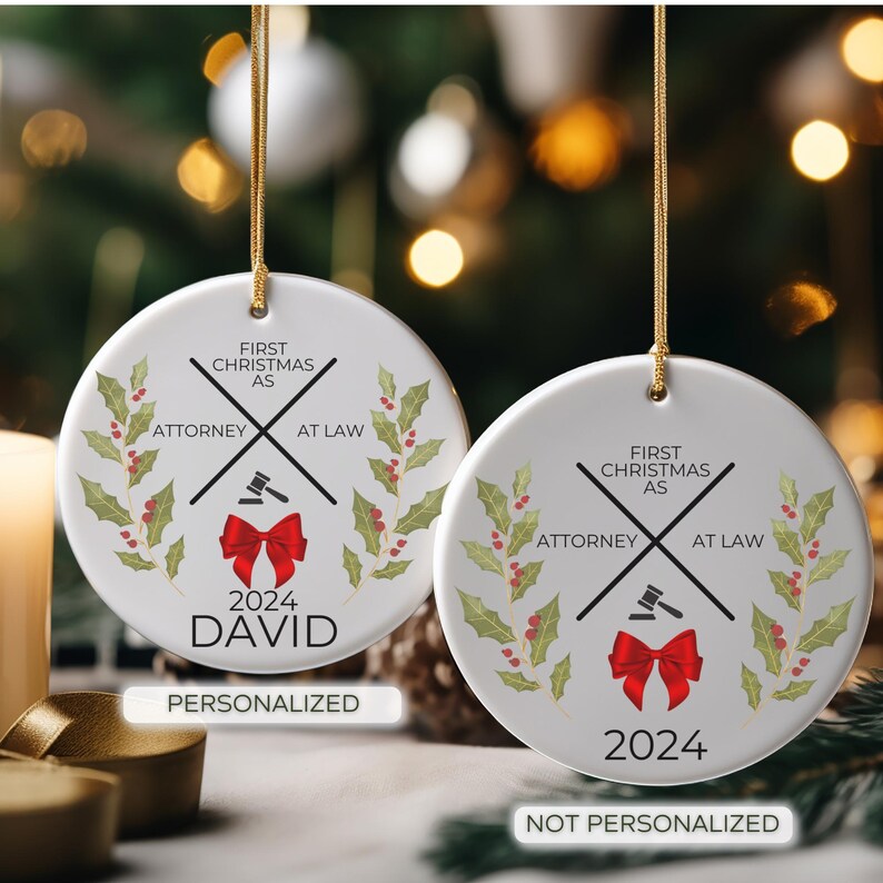 Personalized Lawyer Christmas Ornament, Bar Exam Pass Congratulations