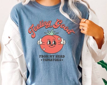 Feelin' Good Retro Shirt, COMFORT COLORS Retro Shirt, Farmers Market Shirt, Vegetarian Shirt, Vegetable Shirt, Farmer Shirt, Farm Shirt
