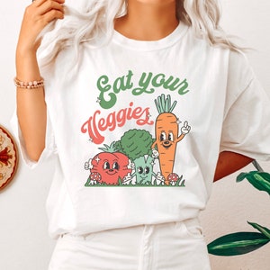 Eat Your Veggies Retro Shirt, COMFORT COLORS Retro Shirt, Farmers Market Shirt, Vegetarian Shirt, Vegetable Shirt, Farmer Shirt, Farm Shirt