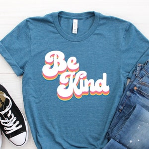 Be Kind Retro Font UNISEX Shirt, Rainbow Shirt, Retro Shirt, Kindness ...