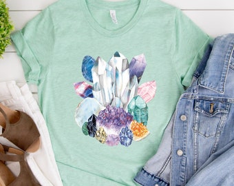 Watercolor Crystal UNISEX Shirt, Crystal Shirt, Geologist Shirt, Quartz Shirt, Boho Shirt, Hippy Shirt, Retro Shirt, Adventure Shir