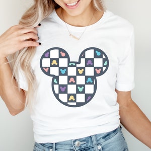 Checkered Mickey Mouse Shirt, Retro Disneyland Shirt, Disney Shirt, Disney Shirt, Colorful Disney Shirt, Disney Shirt, Disney World Shirt